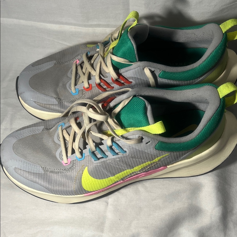 Nike Gray and Green Sneakers with Yellow Accents